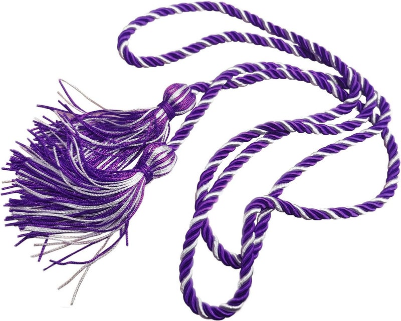 HEPNA Handmade Graduation Cord Purple/White,1 PCS 68 Inch- Honor Cord - Image 1