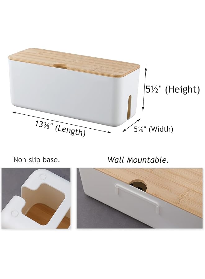 إيروريكس صندوق إدارة الكابلات مع 10 روابط كابلات صندوق منظم كابلات كبير لشرائط الطاقة وحماة التيار الزائد والشواحن والمحولات وأسلاك التلفزيون والكمبيوتر وصندوق منظم لإخفاء الكابلات للمنزل والمكتب والخشب - Image 4