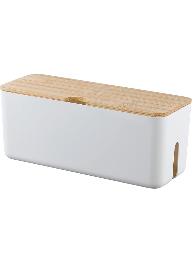 إيروريكس صندوق إدارة الكابلات مع 10 روابط كابلات صندوق منظم كابلات كبير لشرائط الطاقة وحماة التيار الزائد والشواحن والمحولات وأسلاك التلفزيون والكمبيوتر وصندوق منظم لإخفاء الكابلات للمنزل والمكتب والخشب - Image 1