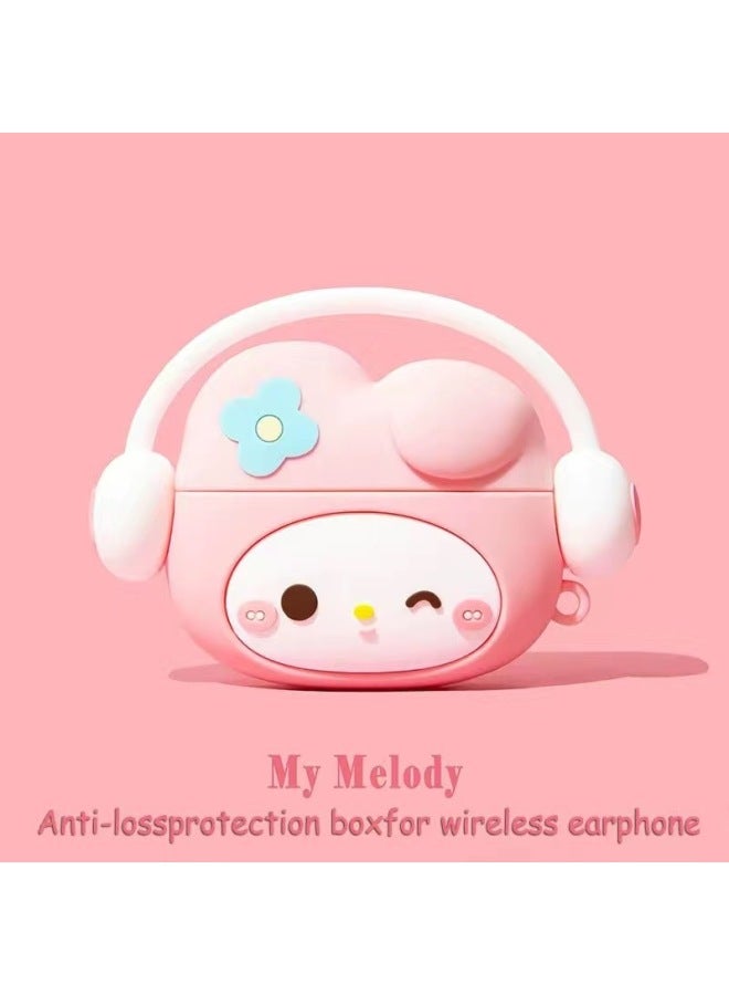 Cartoon Three-color Cloth Cloth For Airpods4 Apple Wireless Bluetooth Earphone Case 1/2/3/Pro2 Earphone Case-Color:Headphones Melody + Hook-Applicable Models:airpods4 - Image 1