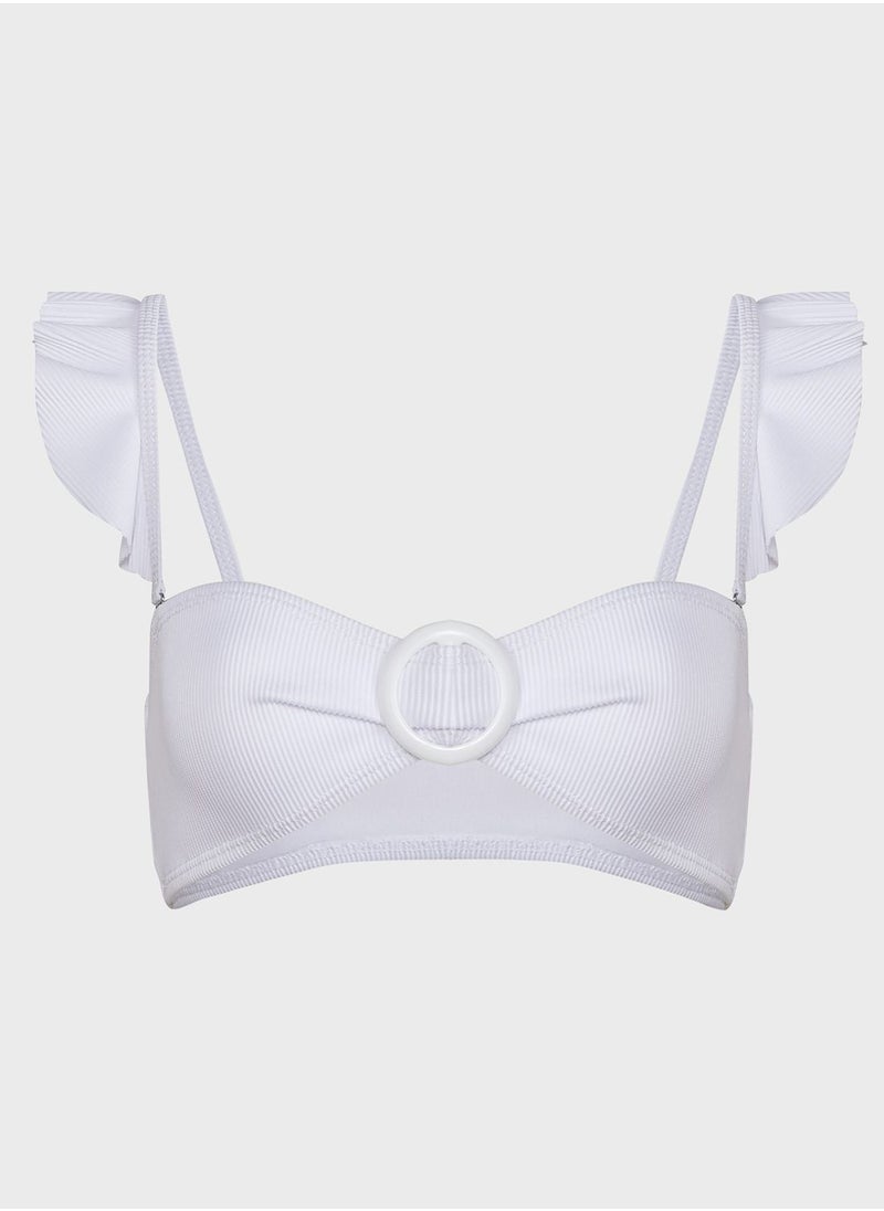 Missguided - Rib Frill Shoulder Ring Bikini Top - Image 1
