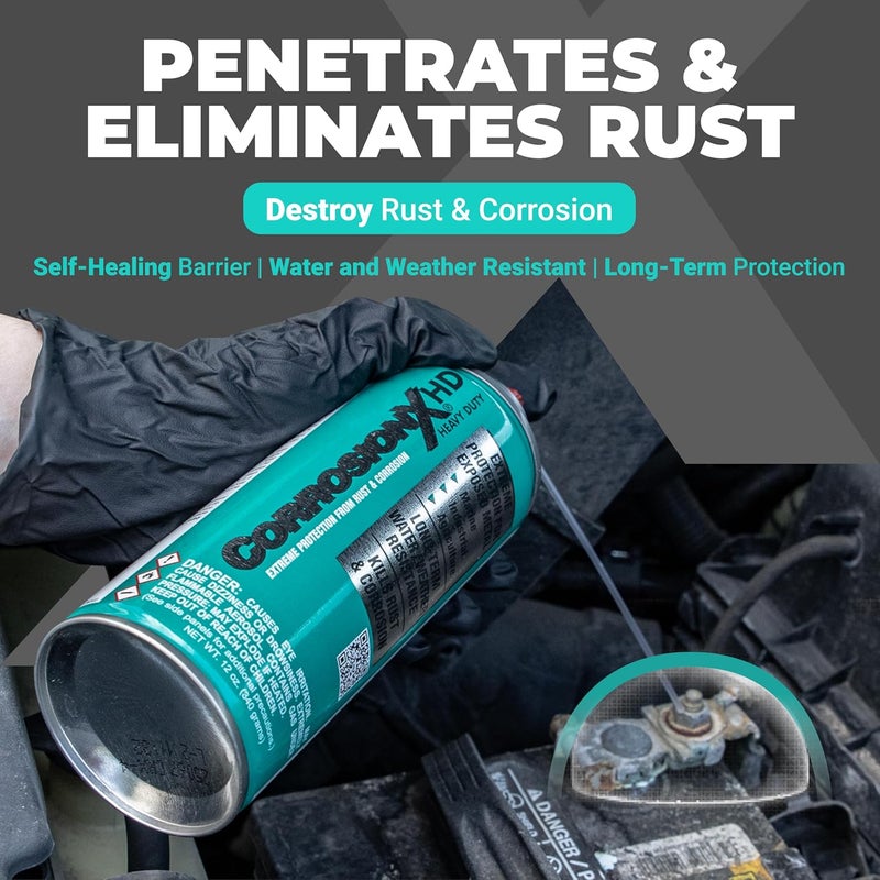 CorrosionX بخاخ Heavy Duty المضاد للصدأ، مثبط التآكل ذاتي الالتئام بدون تقطير مع حاجز مقاوم للماء للمعدات البحرية والزراعية والصناعية في البيئات القاسية والمياه المالحة، 12 أونصة بخاخ - Image 2