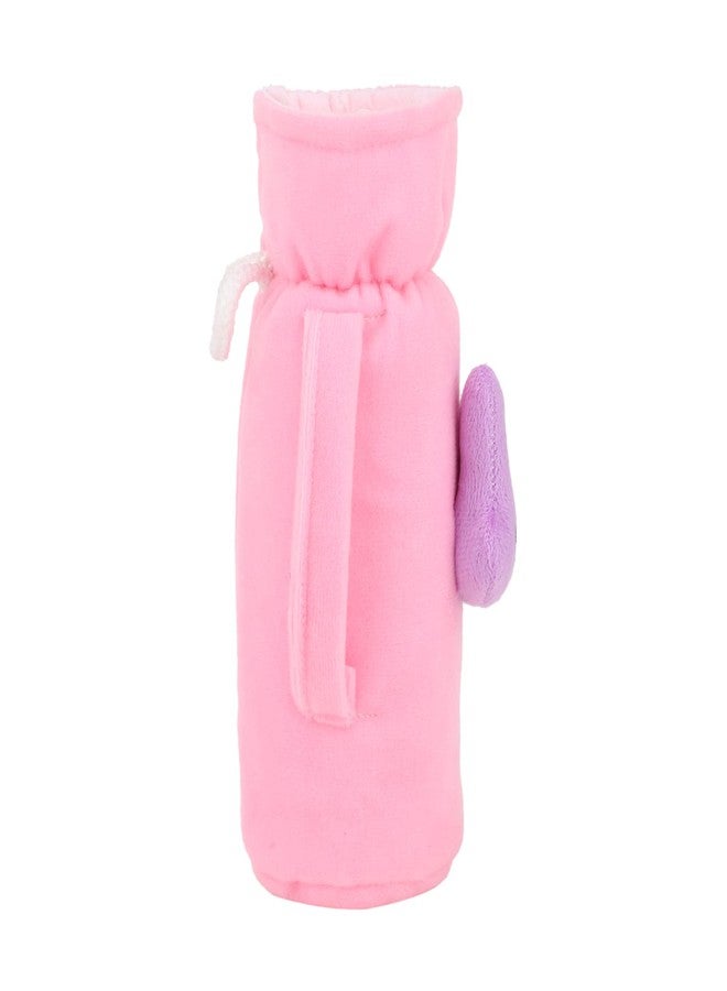 MW PRINTS Soft Plush Stretchable Baby Feeding Bottle Cover Easy to Hold Strap with Animated Cartoon Suitable for 125 ML-250 ML Feeding Bottle (Pink & Red) - Image 3