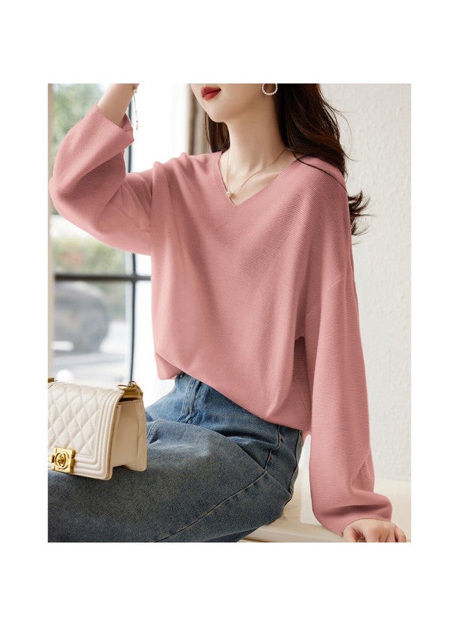 dme Demana [containing Wool] Spring And Autumn French-style V-neck Sweater With Lantern Sleeves, Slimming And Versatile Knitted Top For Women  - Image 1