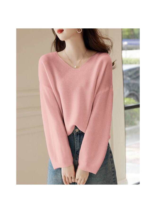 dme Demana [containing Wool] Spring And Autumn French-style V-neck Sweater With Lantern Sleeves, Slimming And Versatile Knitted Top For Women  - Image 5