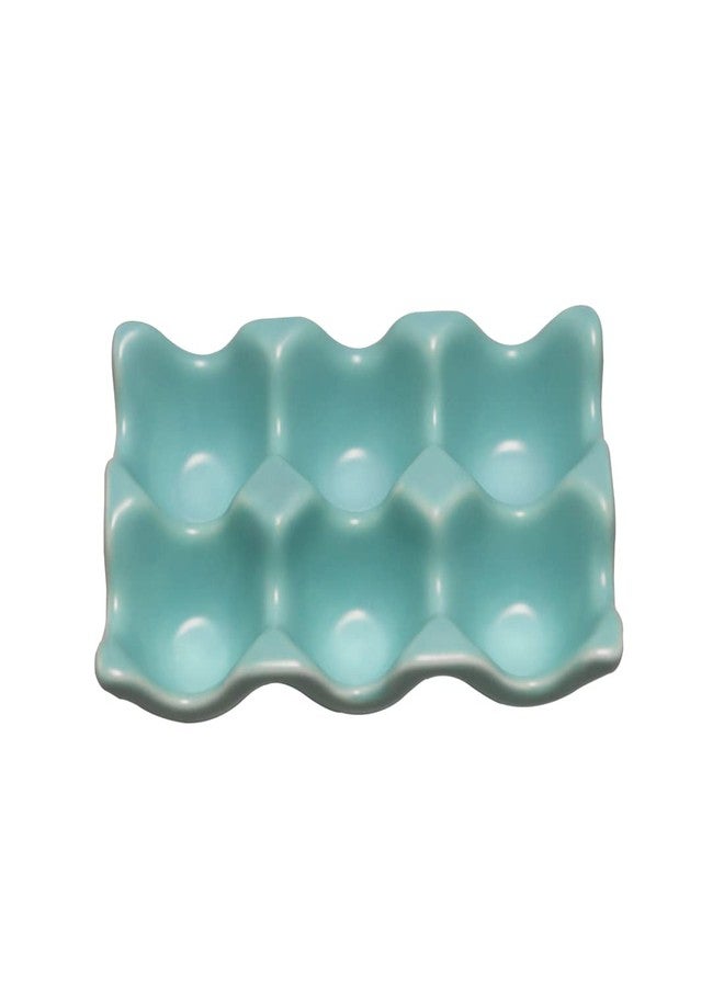 Bealuffe Ceramic Egg Holder Egg Tray Porcelain Fresh Egg Holder for Fridge Countertop Kitchen Storage Half Dozen 6 Cups - Image 4