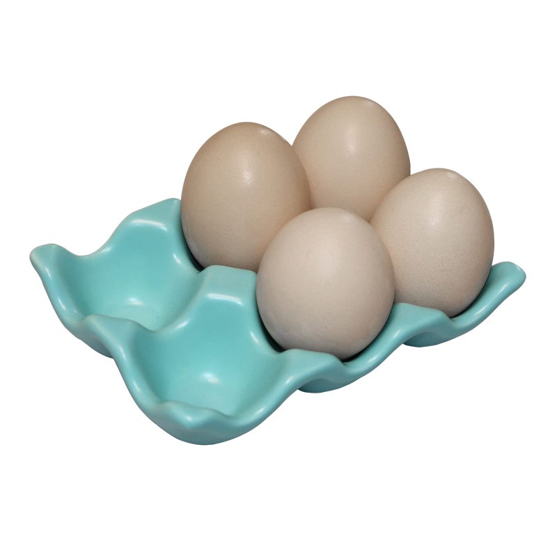 Bealuffe Ceramic Egg Holder Egg Tray Porcelain Fresh Egg Holder for Fridge Countertop Kitchen Storage Half Dozen 6 Cups - Image 1