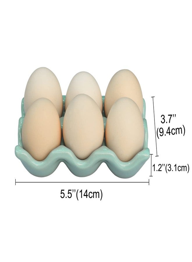 Bealuffe Ceramic Egg Holder Egg Tray Porcelain Fresh Egg Holder for Fridge Countertop Kitchen Storage Half Dozen 6 Cups - Image 3
