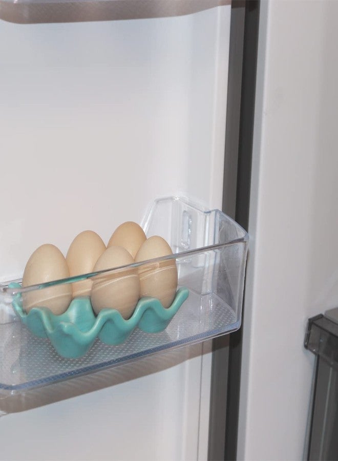 Bealuffe Ceramic Egg Holder Egg Tray Porcelain Fresh Egg Holder for Fridge Countertop Kitchen Storage Half Dozen 6 Cups - Image 5