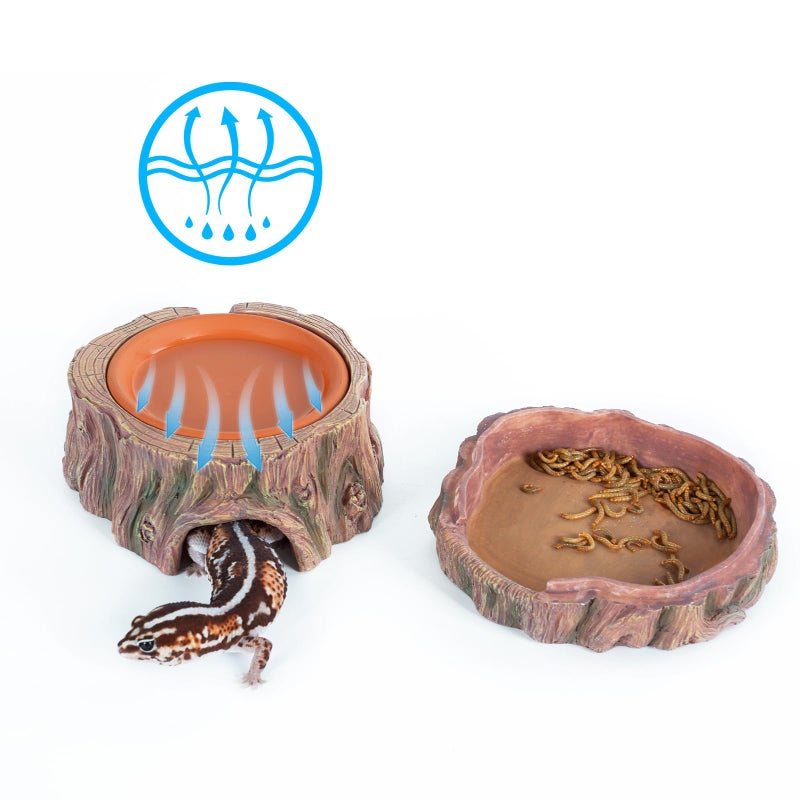 CAVACHEW 3 in 1 Reptile Hide Cave with Detachable Base & Humidity Dish, Essential Tank Terrarium Decor Humid Hideout Accessories for Small Reptiles Crested Gecko, Leopard Gecko, Lizard, Snake, Crabs - Image 3