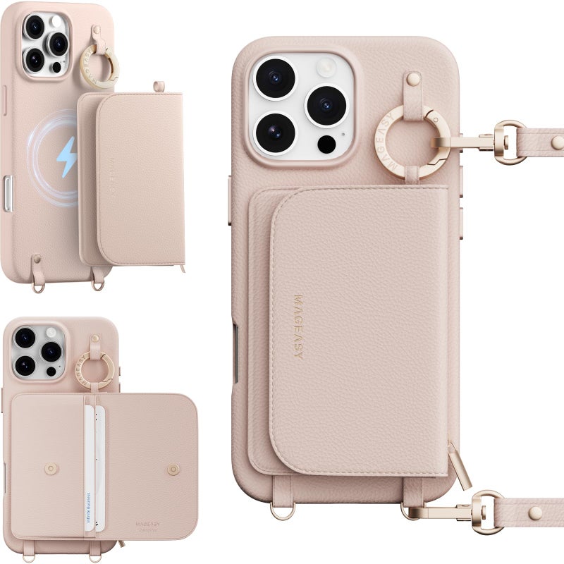 MAGEASY Designed for iPhone 16 Pro Max Wallet Case 6.9" - Detachable Wallet Case with Crossbody Strap, 16ft Ultimate Drop Protection, [The Only Phone Case with Purse Compatible with MagSafe] | Pouch M - Image 1