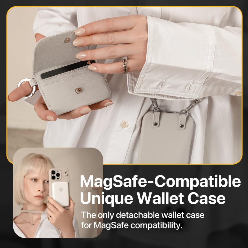 MAGEASY Designed for iPhone 16 Pro Max Wallet Case 6.9" - Detachable Wallet Case with Crossbody Strap, 16ft Ultimate Drop Protection, [The Only Phone Case with Purse Compatible with MagSafe] | Pouch M - Image 4