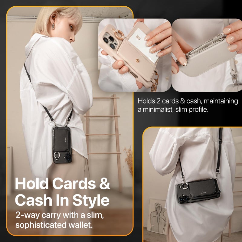 MAGEASY Designed for iPhone 16 Pro Max Wallet Case 6.9" - Detachable Wallet Case with Crossbody Strap, 16ft Ultimate Drop Protection, [The Only Phone Case with Purse Compatible with MagSafe] | Pouch M - Image 3