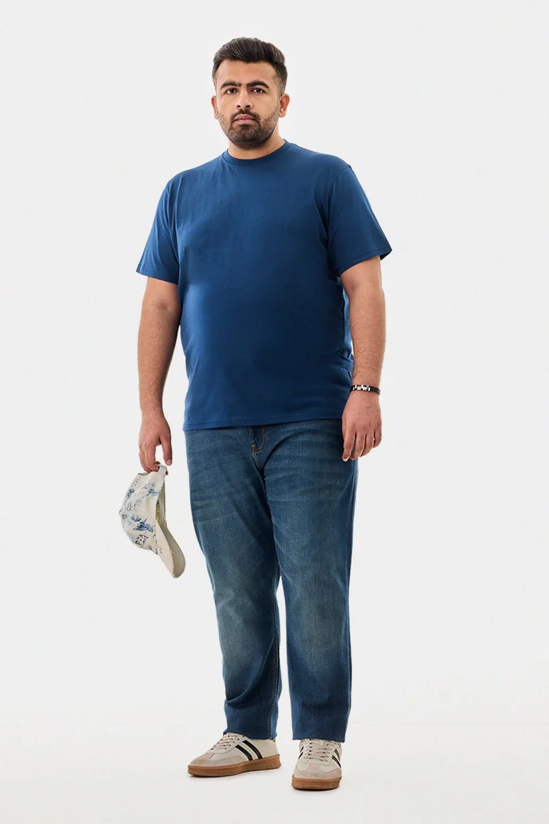 سنيتش تيشيرت قطن % مقاس كبير بقصة عادية