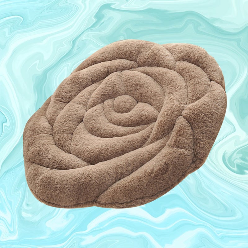 2pcs Plush Rose Seat Cushion Rose Flower Chair Fashion Office Seat Cushion (Coffee) - Image 4