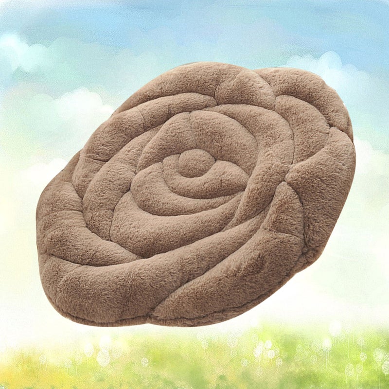2pcs Plush Rose Seat Cushion Rose Flower Chair Fashion Office Seat Cushion (Coffee) - Image 1
