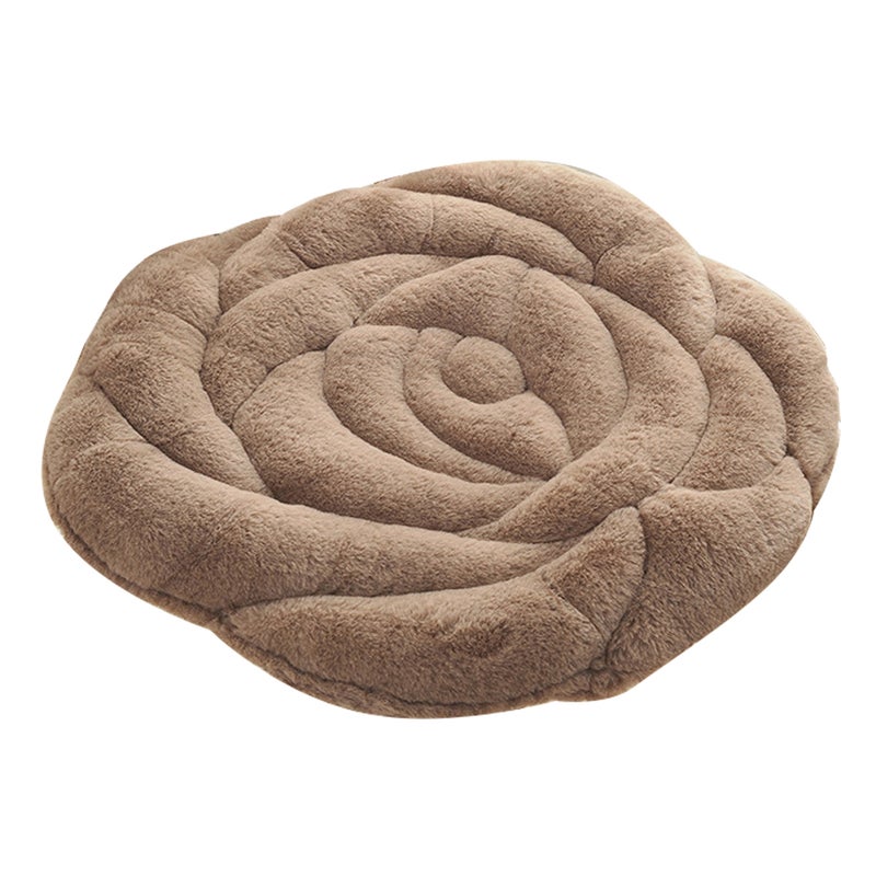 2pcs Plush Rose Seat Cushion Rose Flower Chair Fashion Office Seat Cushion (Coffee) - Image 2