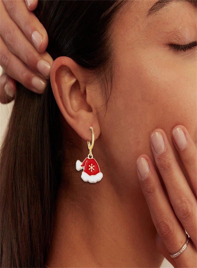 RLHRNDE 20 Pairs Christmas Hoop Earrings Set for Women lovely Christmas Tree Snowflake Bow Bell Snowman Reindeer Dangle Drop Holiday Earrings Delicate Festive Decoration Jewelry Gifts (20 Pairs) - Image 3