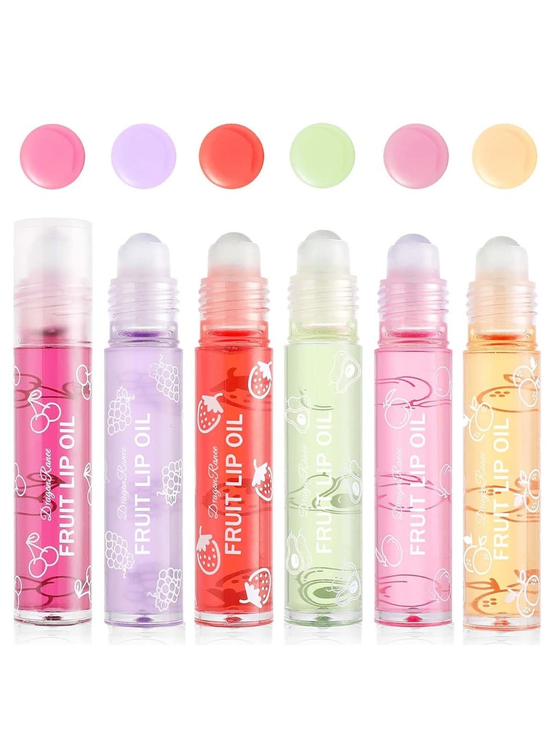 Pakivs 6PCS RollOn Lip Oil SetFruit Flavored Lip Gloss SetLong Lasting Moisturizing Lip BalmTransparent Lip Gloss Glossy Lip Makeup for All AgeNon ToxicKids FriendlyBest Gift 