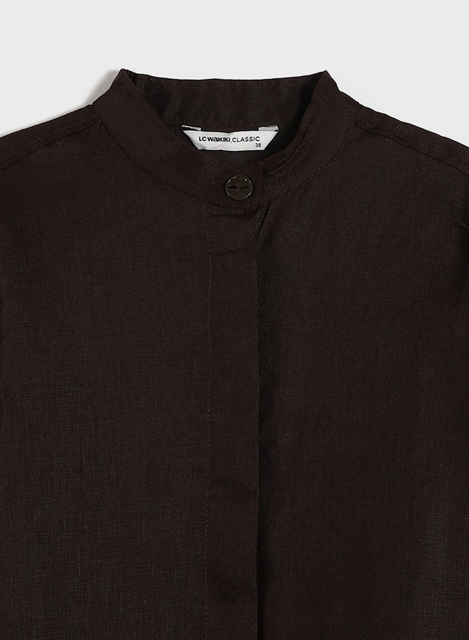 LC WAIKIKI Grandad Collar Linen Women's Shirt Tunic  - Image 3