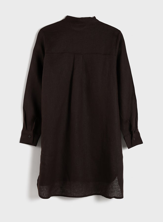 LC WAIKIKI Grandad Collar Linen Women's Shirt Tunic  - Image 2