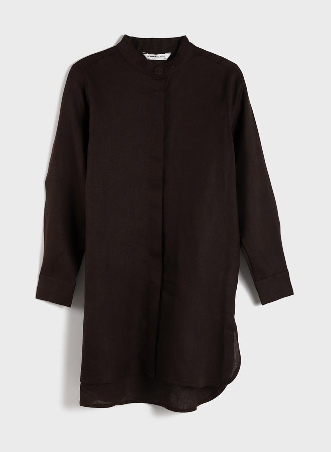 LC WAIKIKI Grandad Collar Linen Women's Shirt Tunic  - Image 1