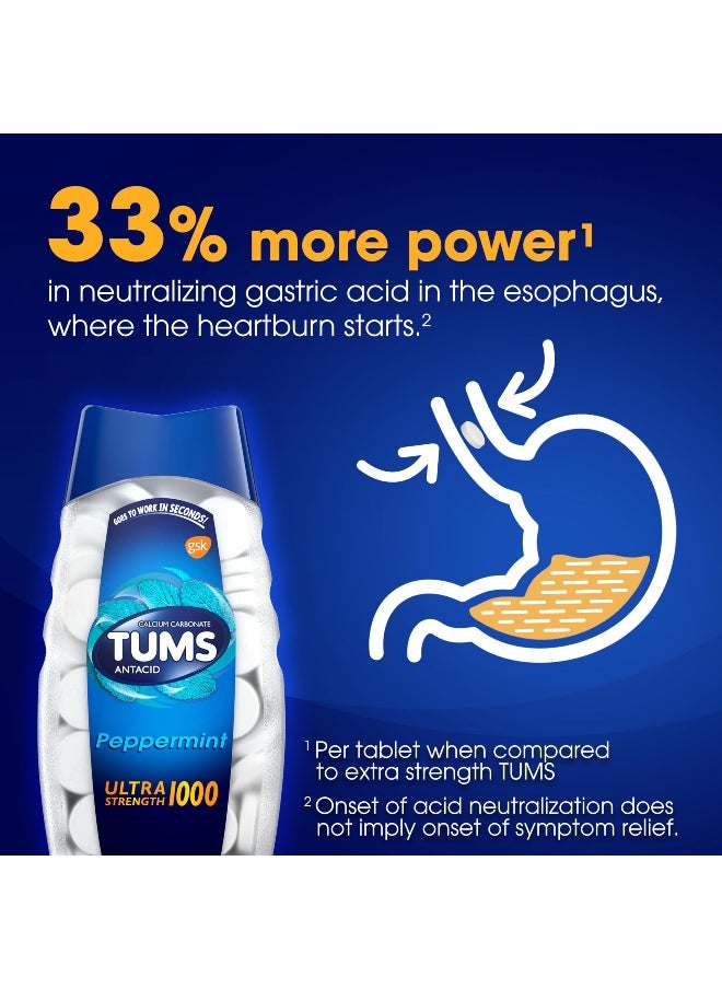 TUMS TUMS Ultra Strength Chewable Antacid Tablets for Heartburn Relief Peppermint 160 Count  - Image 4