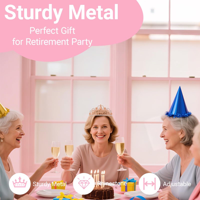 Papoopy Retirement Party Decorations with Tiara and Sash for Women, Happy Retired Crown and Sash for Gift, Rose - Image 3