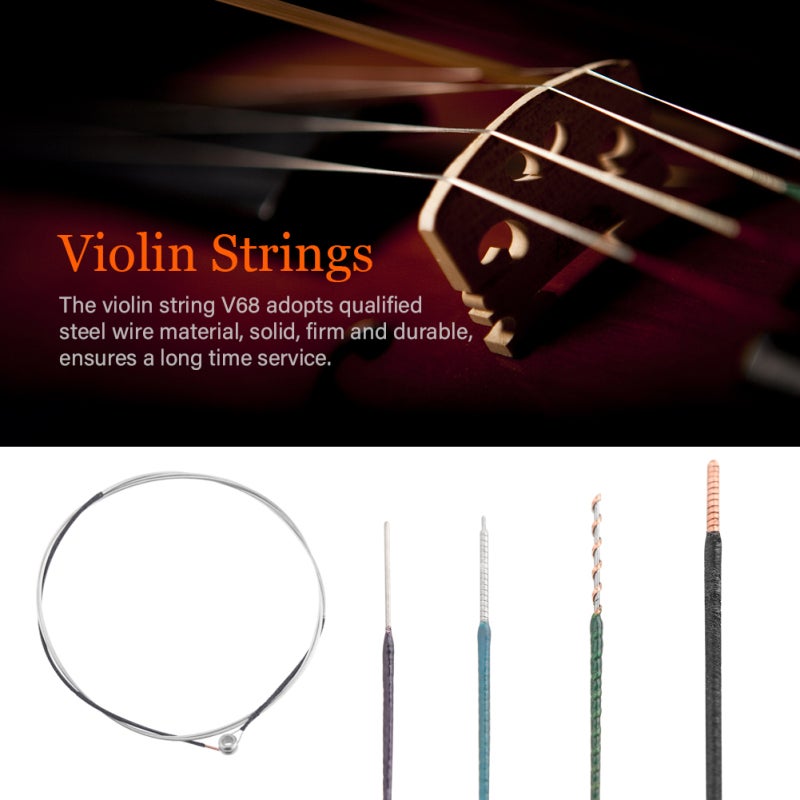 Violin Strings: 4 Steel Strings With Nickel Plating Beads - Reinforced Durable Design, Soft Sweet Harmonious Sound For Professional Violin Players - Image 2