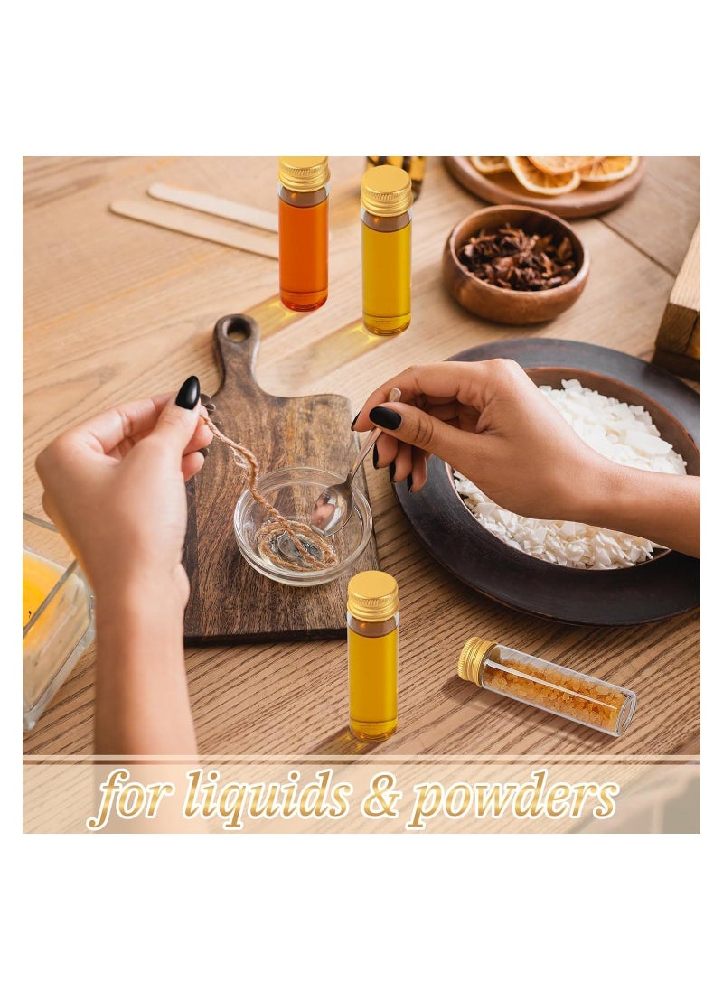 100 Pcs Vials Clear Mini Glass Bottles, Tiny Jars with Screw Aluminum Metal Cap, Empty Small Bottles with Lids, DIY Sample Containers for Powder Cream Cosmetic Jewelry Wedding (Gold Caps, 20 ml) - Image 2