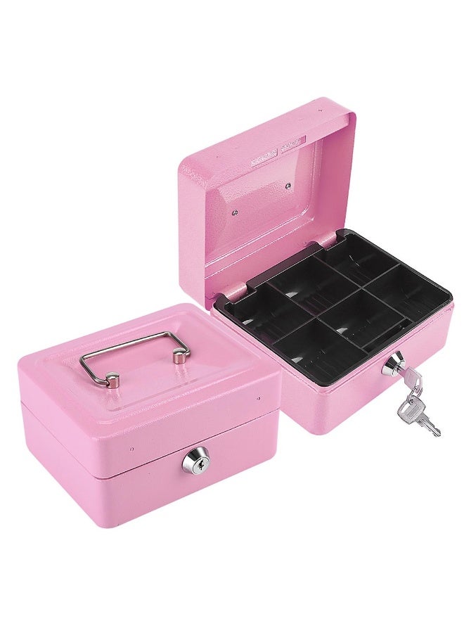 Mini Portable Steel Petty Lockable Cash Money Coin Safe Security Box Household Pink - Image 4
