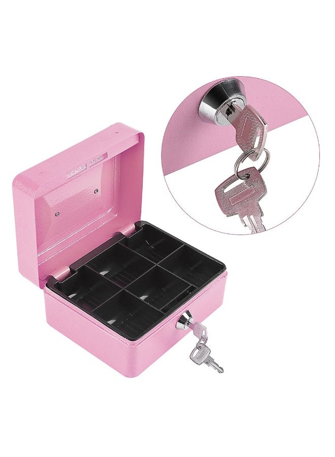 Mini Portable Steel Petty Lockable Cash Money Coin Safe Security Box Household Pink - Image 3