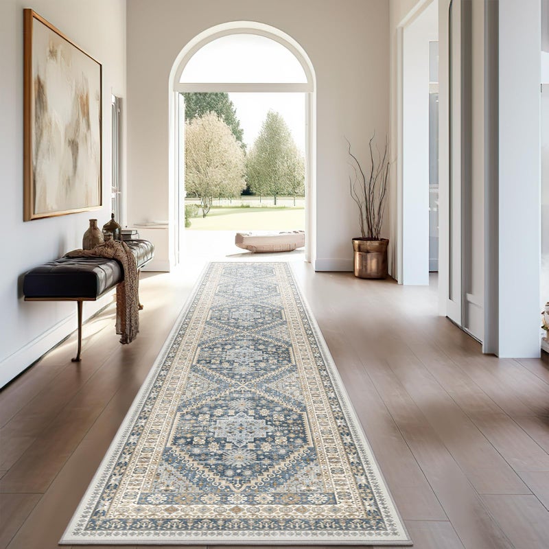 Restydon Hallway Runner Rug 2x12 Extra Long Washner Rugs مع دعم مطاطية غير عداءة عداءة عتيقة لمدخل غرفة الغسيل المطبخ (Sky 2'x12 ') - Image 1
