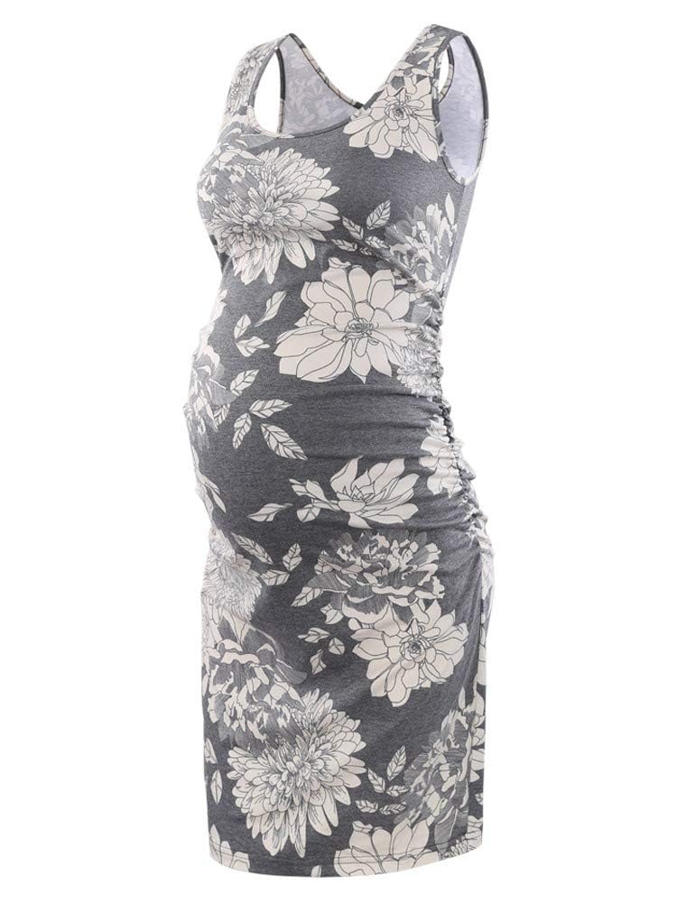 Liu & Qu Women's Maternity Sleeveless Tank Dresses Side Ruching Bodycon Dress for Daily Wearing or Baby Shower - Image 1