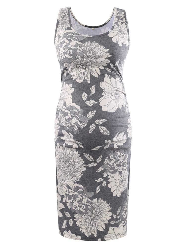 Liu & Qu Women's Maternity Sleeveless Tank Dresses Side Ruching Bodycon Dress for Daily Wearing or Baby Shower - Image 2