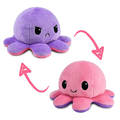 TeeTurtle - The Original Reversible Octopus Plushie - Pink + Purple - Cute Sensory Fidget Stuffed Animals That Show Your Mood 4 inch - Image 3