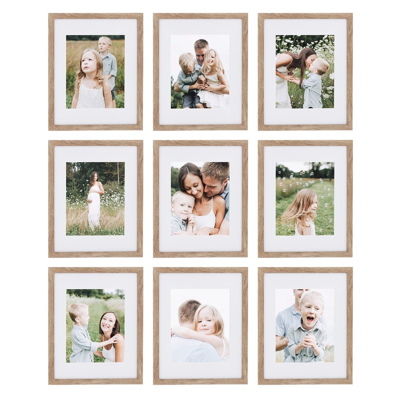 Sheffield Home 9 Piece Gallery Wall Frame Set, 11x14 Inch, Light Natural - Image 1