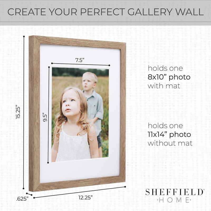 Sheffield Home 9 Piece Gallery Wall Frame Set, 11x14 Inch, Light Natural - Image 3