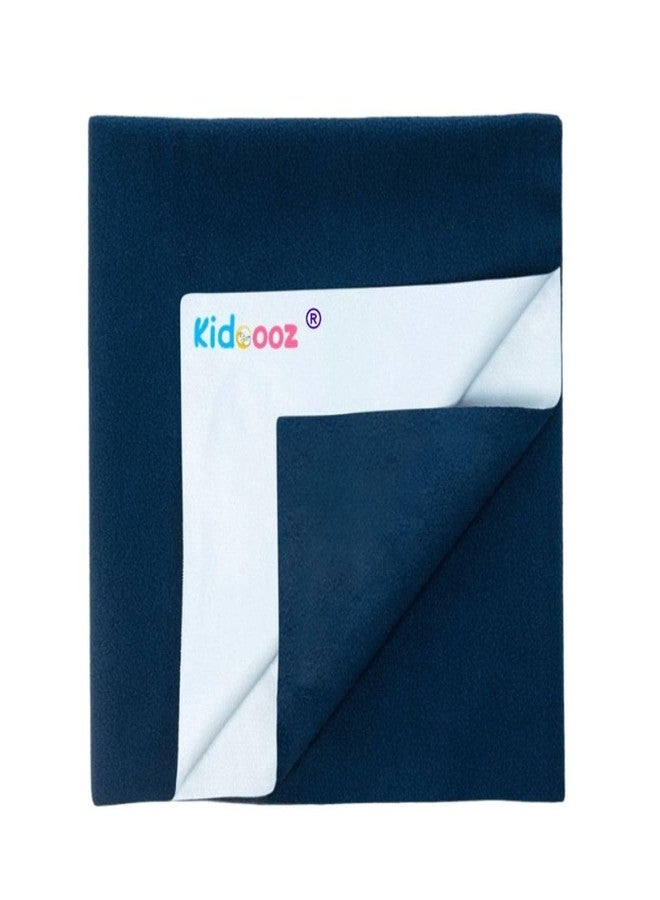 Kidoooz Anti-Piling Fleece Extra Absorbent Instant Dry Sheet for Baby, Baby Bed Protector, Waterproof Sheet (1, Navy Blue, Large) - Image 1