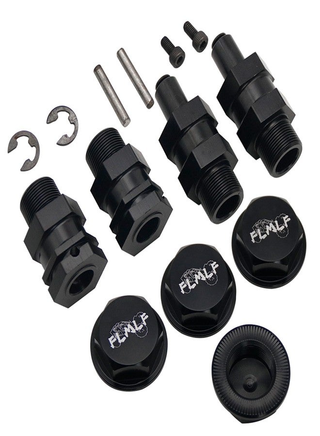 FLMLF طقم صواميل العجلات الأمامية والخلفية المطورة من سبائك الألومنيوم FLMLF مع محور سداسي ممتد 24 مم لقطع غيار سيارات التحكم عن بعد HPI ROFUN ROVAN KM Baja 5B 5T 5SC بمقياس 1/5 (أسود) - Image 5