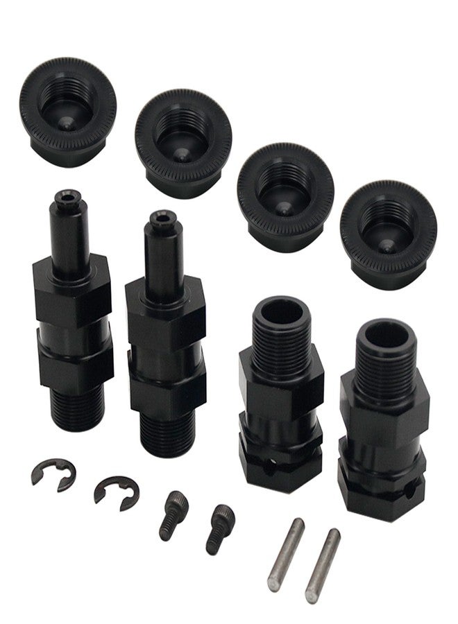 FLMLF طقم صواميل العجلات الأمامية والخلفية المطورة من سبائك الألومنيوم FLMLF مع محور سداسي ممتد 24 مم لقطع غيار سيارات التحكم عن بعد HPI ROFUN ROVAN KM Baja 5B 5T 5SC بمقياس 1/5 (أسود) - Image 3