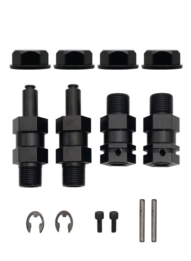 FLMLF طقم صواميل العجلات الأمامية والخلفية المطورة من سبائك الألومنيوم FLMLF مع محور سداسي ممتد 24 مم لقطع غيار سيارات التحكم عن بعد HPI ROFUN ROVAN KM Baja 5B 5T 5SC بمقياس 1/5 (أسود) - Image 4