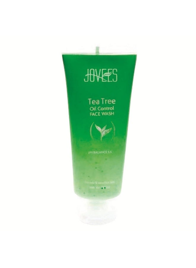 Jovees Herbal Tea Tree Face Wash for Oily & Sensitive Skin | Paraben & Alcohol-Free, Controls Oil, Prevents Breakouts, Remove Dead Skin | Gentle Cleanser For All Skin Types- 50ml (pack of 2)
