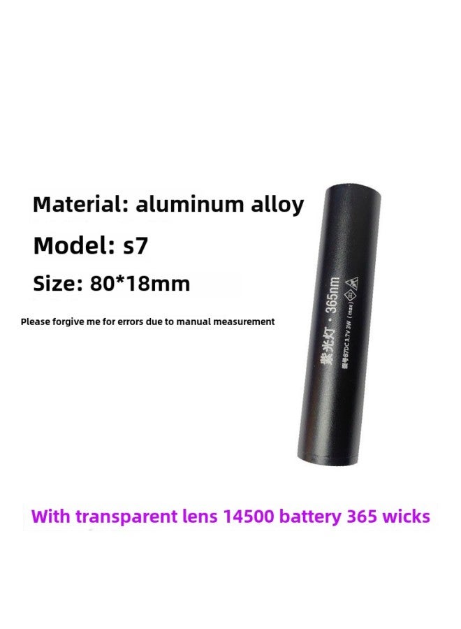 Professional UV Ultraviolet Money Detector Lamp Purple Light Fluorescent Agent Antique Identification Purple Light Mold Detection Special Detection Lamp-Product Specifications:S7 Purple Light*365nm With Transparent Lens (aluminum Alloy Model)  - Image 1