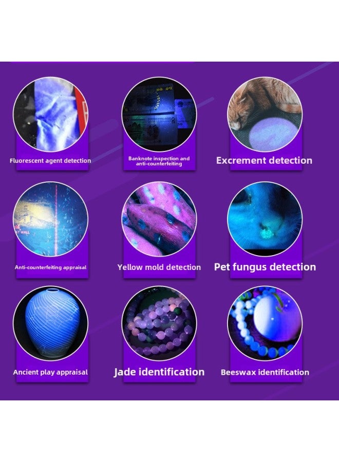 Professional UV Ultraviolet Money Detector Lamp Purple Light Fluorescent Agent Antique Identification Purple Light Mold Detection Special Detection Lamp-Product Specifications:S7 Purple Light*365nm With Transparent Lens (aluminum Alloy Model)  - Image 3