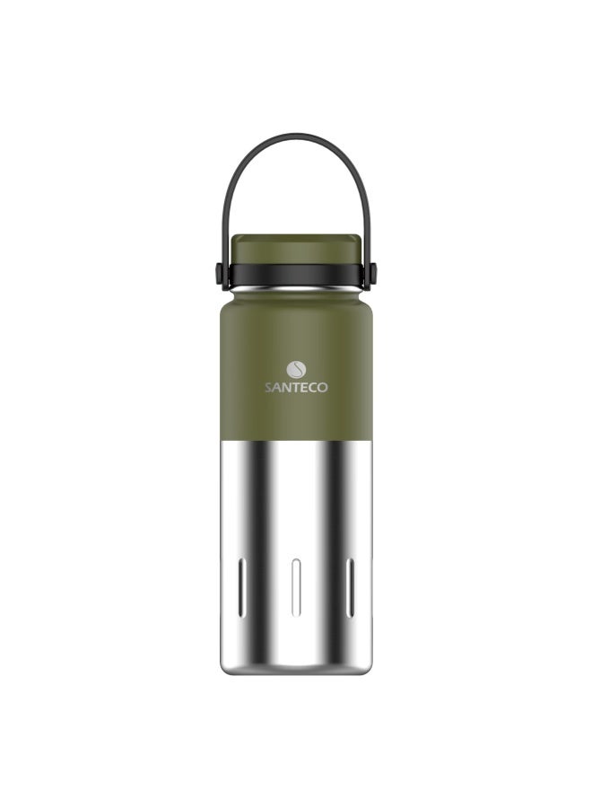 Santeco Insulated Water Bottle, Stylish Design, Portable For Students, Stainless Steel, Long-lasting Heat Retention, Travel Mug, Teal Green Color - Image 1