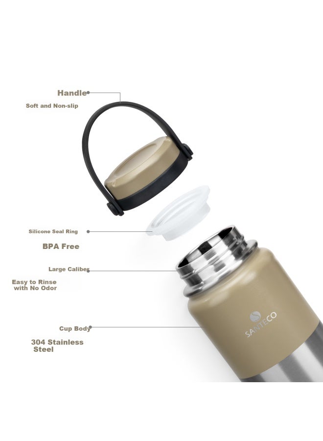 Santeco Insulated Water Bottle, Stylish Design, Portable For Students, Stainless Steel, Long-lasting Heat Retention, Travel Mug, Teal Green Color - Image 4