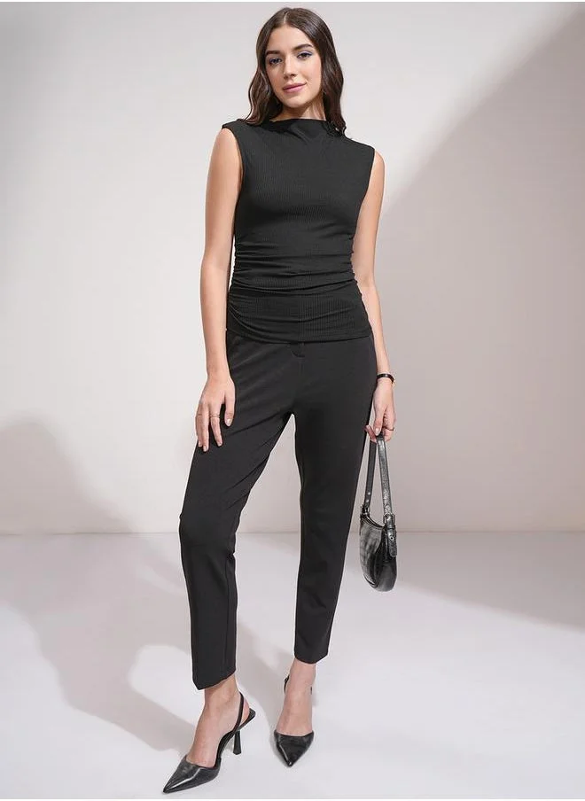 Tokyo Talkies Solid Boat Neck Sleeveless Top by Styli