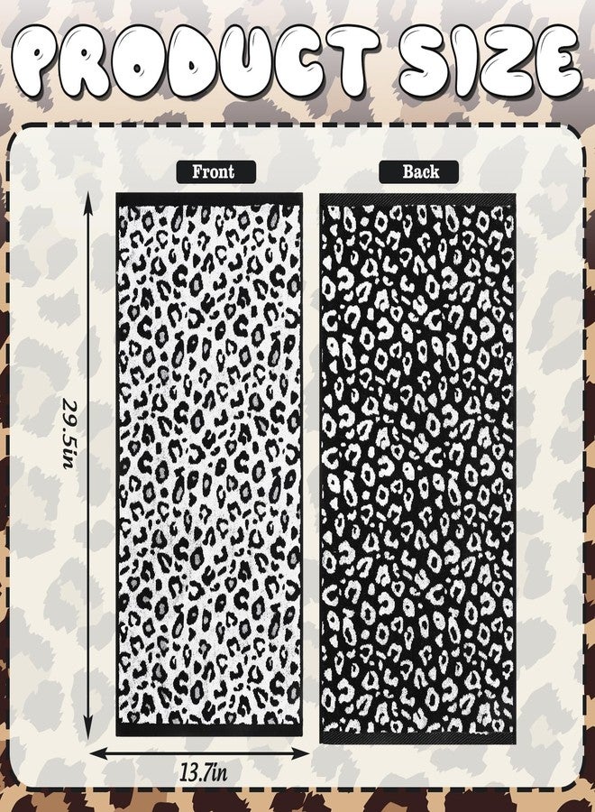 AnyDesign 2 Pcs Leopard Print Hand Towels Bath Towels Black White Cheetah Print Cotton Absorbent Decorative Face Towel for Guest Room Bathroom Kitchen Gym Decor, 29.5 x 13.7 Inch - Image 2