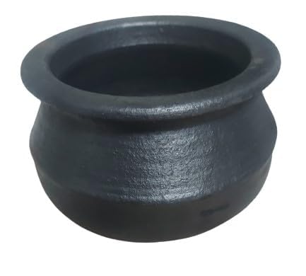 MALL MALL Sky PP Kuduvan Clay Pot for Cooking/Mitti Ka Matka/Mitti Ke Bartan/Dahi Handi/Earthen Pot for Cooking on Lpg Gas Stove/Biryani Handi/Terracotta Handi- Organic Natural Black - Image 4